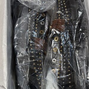 Kurt Geiger Black Studded Sandals with Gold Accents